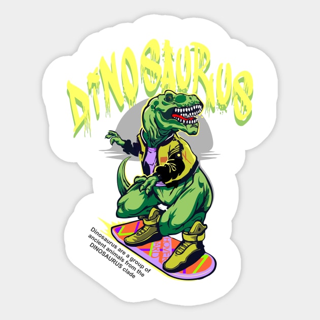 Dinosaurus Playing Skateboard Sticker by bougaa.boug.9